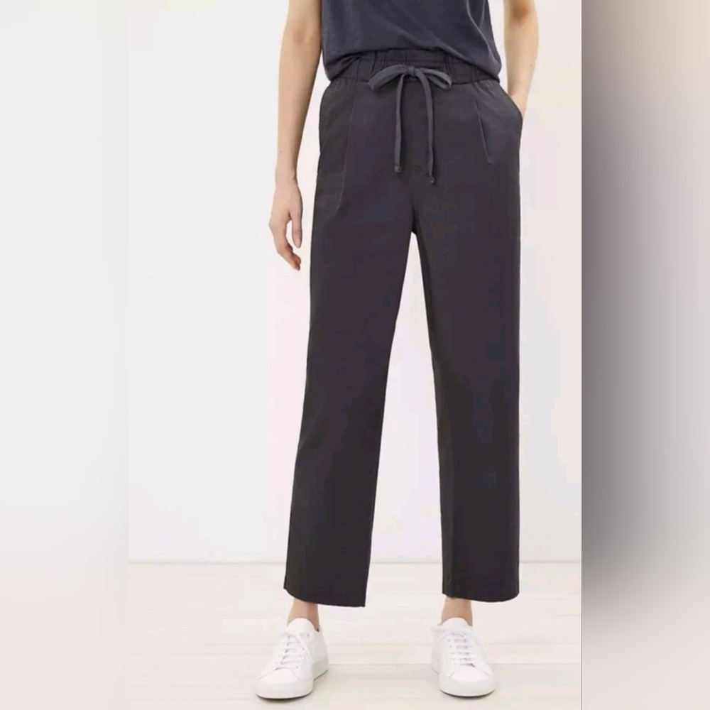 EUC LOFT Women's Coastal Grey Paperbag Drawstring Cotton Poplin Pants-Sz L